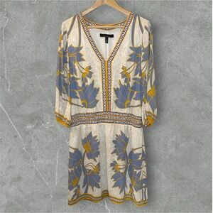 White House Black Market Floral Print V-Neck Dress Size L